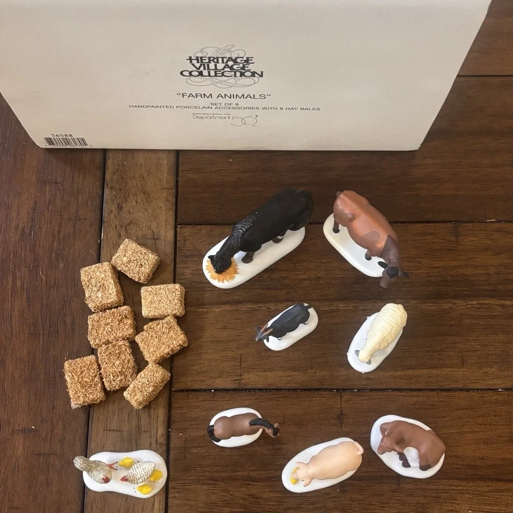 Dept 56 Farm Animals & Hay Bales Heritage Christmas in Original Box